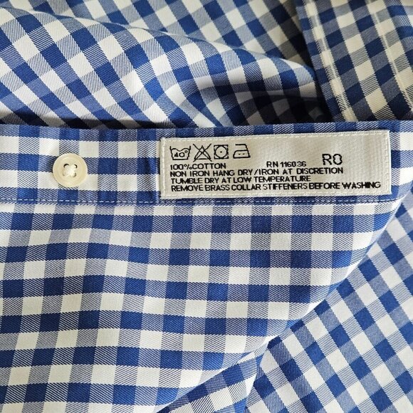 Charles Tyrwhitt Shirt Mens 15.5 Plaid Non Iron Slim Fit French Cuff LS Buttons - Picture 4 of 15